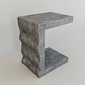 Unique Modern Textured Stone Side Table With Irregular Shape Design 3d model