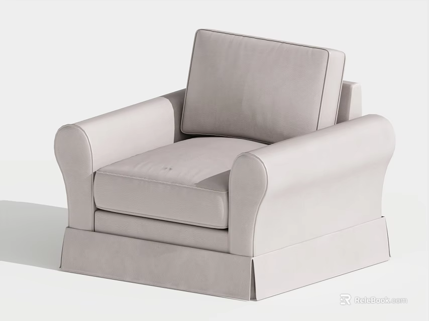 Comfortable Light Beige Single Sofa with Modern Design and Curved Upholstered Arms 3d model 