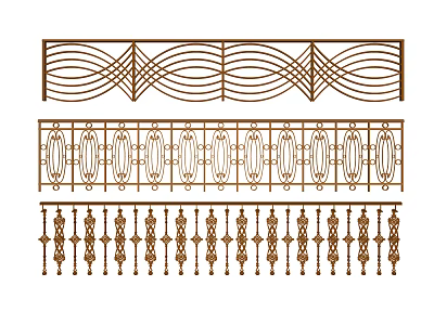 Decorative Iron Railings With Ornate Wavy Lines Circular Motifs And Diamond Accents 3d model