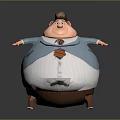 Cartoon Plump Man With Blue Coat White Shirt And Striped Tie Arms Outstretched