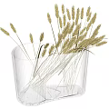 Transparent Textured Glass Vases with Golden Wheat Ears as Decorative Centerpieces