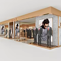 Fashion Clothing Store Interior With Suits Mannequins Display Racks And Marble Decor