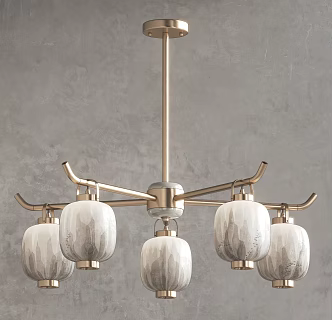 New Chinese Chandelier Combination 3d model