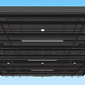 Black Ceiling With Red Pipes Linear And Round Lights And Vents