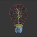 Green Plant Growing Inside Transparent Light Bulb With Fresh Green Leaves And Soil At The Bottom