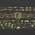 Futuristic Golden Geometric Design Elements With Lines Arrows And Shapes