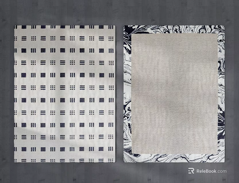 Modern Square Rugs With Geometric Patterns And Border Design Elements 3d model