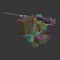 Green Automatic Cannon Weapon With Long Barrel And Mounting Base Structure 3d model