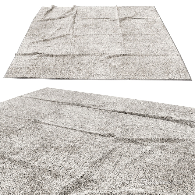 Light Gray Textured Square Area Rug 3d model 