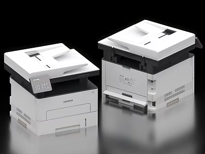 Modern Office Appliances Multifunctional Printers With White And Black Design For Office Use 3d model
