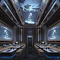 Sci Fi Style KTV Interior With Cosmic Screens And Modern Seating