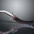 Ornate Dagger Weapon With Twisted Handle Sharp Metal Blade And Shiny Reflection
