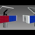 Solar Powered Traffic Light With Blue Red LED Lights And Solar Panel 3d model