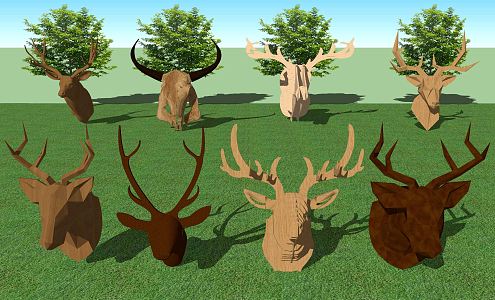 Modern Animal Wall Decoration Wall Decoration Iron Deer Cattle Sheep Moose Head Craft Decoration Pendant 3d model