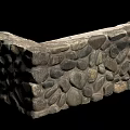 Natural Stone Feature Wall With Irregular Stones And Corner Structure Design 3d model