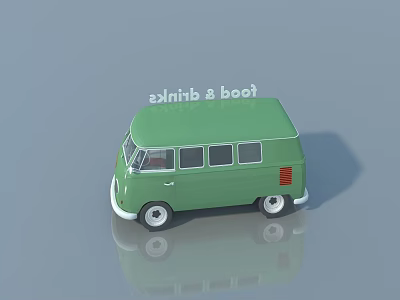 Green Van With Swing Door Exnib Boot Logo Multiple Windows White Wheels 3d model