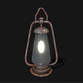 Vintage Rustic Metal Frame Glass Shade Glowing Candle Lantern Lamp for Decorative Use