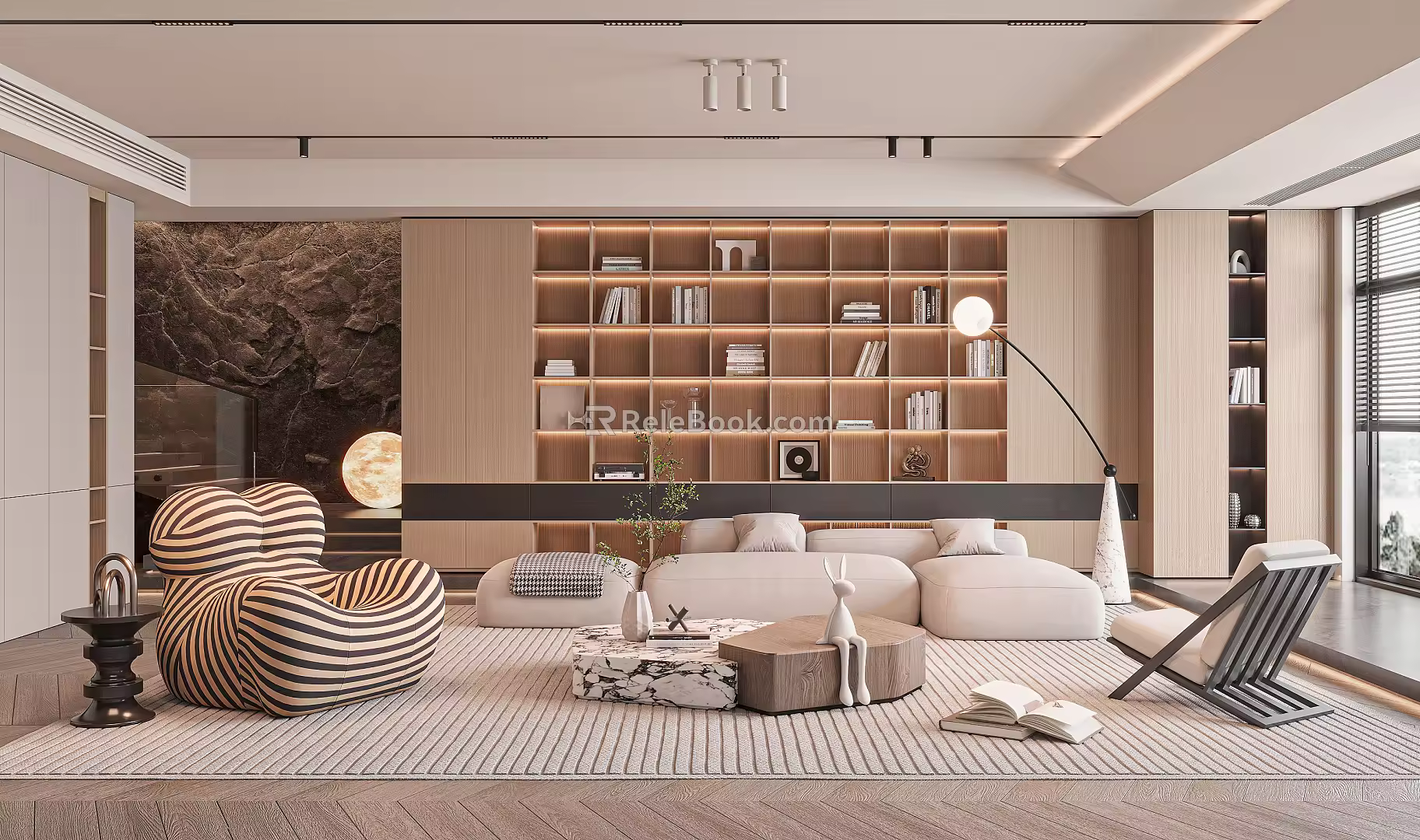 Modern sofa coffee table combination 3d model