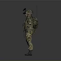 Two Military Action Figure Models With Tactical Gear Standing On Gray Background 3d model