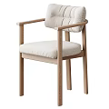 Modern Wooden Chair With Armrests Light Colored Padded Seat And Backrest
