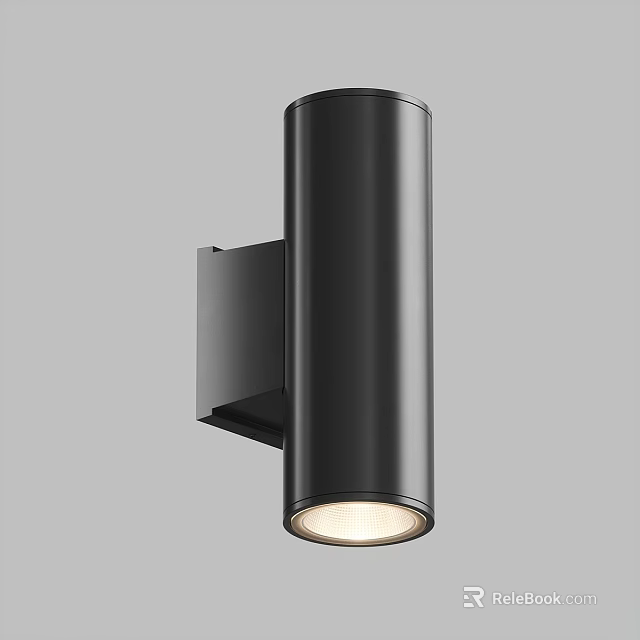 Black Cylindrical Wall Mounted Lamp With Modern Design And Illuminated Base 3d model