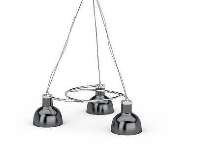 Modern Black Metal Chandelier Design With Three Hanging Lights And Circular Frame 3d model