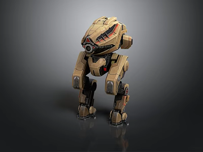 3D Robot Character With Brown Mechanical Structure And Futuristic Head Design 3d model
