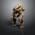 3D Robot Character With Brown Mechanical Structure And Futuristic Head Design
