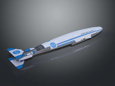 Sky Whale Airship Modern Design With White Blue Color Streamlined Body And Tail Structure 3d model