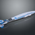 Sky Whale Airship Modern Design With White Blue Color Streamlined Body And Tail Structure