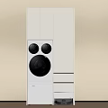 Modern White Built In Washing Machine With Cabinet In Laundry Room