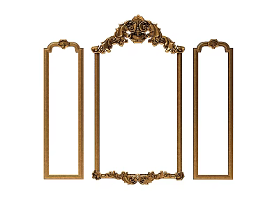 Ornate Carved Golden Frames Set With Decorative Patterns For Home Decoration 3d model