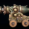 Ornate Historical Cannon With Metallic Barrel Wooden Base Intricate Engravings And Decorative Wheels