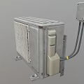 Air Conditioner Fan Outdoor Unit With Metal Grille Side Panel And Connected Cable Mounting Brackets