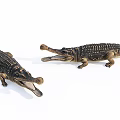 Two Aquatic Animal Crocodile Models With Open Mouths On White Background