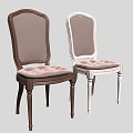 Brown And White Classic Dining Chairs With Upholstered Seats Backs And Wooden Legs