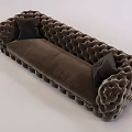 Modern Brown Velvet Sectional Sofa With Tufted Texture And Accent Pillows