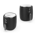 Two Black Electric Air Fryers With Control Knobs For Kitchen Appliances 3d model