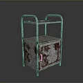 Rustic Rusted Metal Cart With Handles Storage Shelf And Cabinet