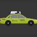 Yellow Taxi With Solar Panel Roof Light TAXI Sign And Phone Number
