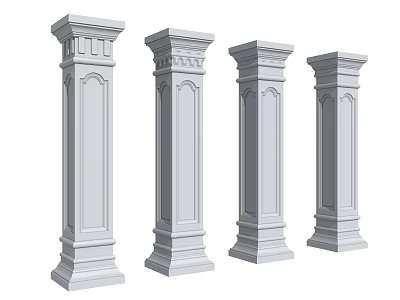 White Roman Columns with Ornate Designs for Interior Exterior Architectural Decor 3d model