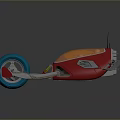 Futuristic Motorcycle With Streamlined Red Body Blue Wheel And Transparent Yellow Section