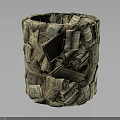 Unique Trash Can Woven From Dollar Bills With Creative Decorative Design 3d model