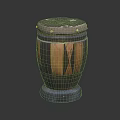 Traditional Handcrafted Wooden Stripe Decorated Drum Musical Instrument With Leather Head And Stable Base
