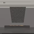 Modern Fireplace With Textured Decorative Panel And Glowing Flame In Minimalist Interior 3d model