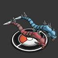 Game Dragon Characters Red and Blue Fierce with Open Mouths on Poké Ball Platform
