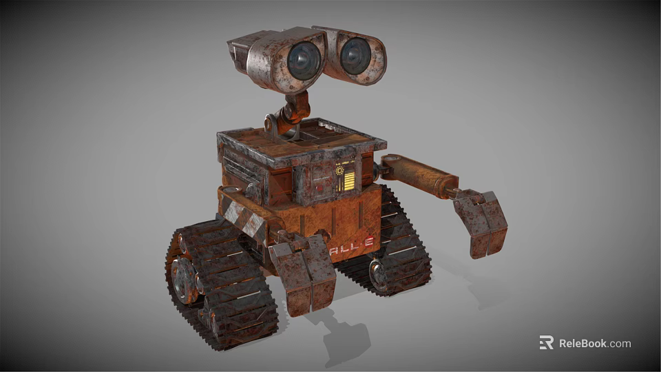 Rusty Tracked Robot With Mechanical Arm And Binocular Eyes Design 3d model