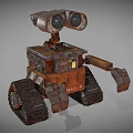 Rusty Tracked Robot With Mechanical Arm And Binocular Eyes Design 3d model