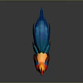 Colorful Rooster With Vibrant Feathers Red Comb Yellow Head And Blue Tail On Dark Background