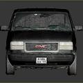 Dirty Black GMC Van With Muddy Body And Broken Windshield 3d model